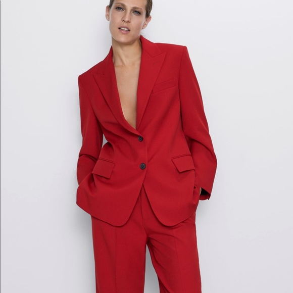 zara red blazer jacket